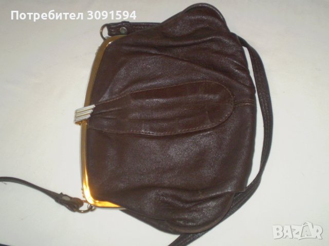 Антична кожена чанта Метална закопчалка и единична  дръжка Английска тъмно кафяв цвят  , снимка 9 - Чанти - 37367177