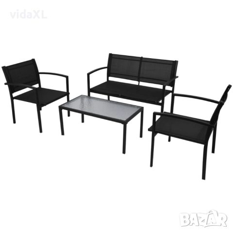 vidaXL Градински комплект, 4 части, Textilene, черен（SKU:42162）, снимка 1