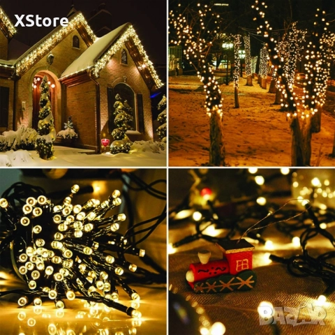 Соларни коледни лампички 12 метра , 100 лампи 5 програми , 4 цвята по избор, снимка 9 - Соларни лампи - 52441951