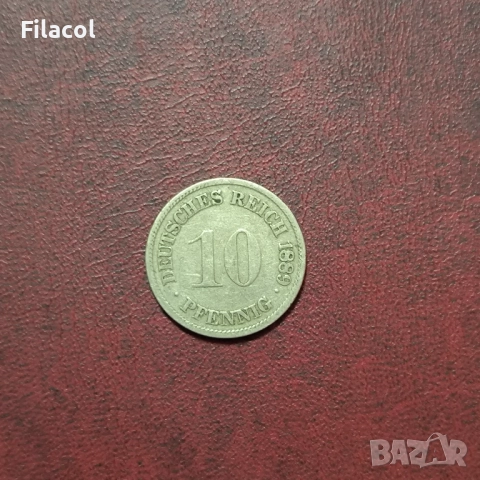 Германия Империя 10 пфенига 1889 година МД 'G' - Карлсруе