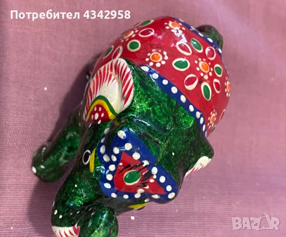 Комплект от 2 винтидж ръчно изработени фигурки на слон от папиемаше.Индия., снимка 5 - Антикварни и старинни предмети - 52072452