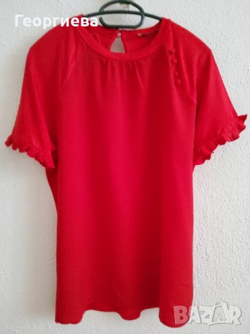 Червена блуза с копчeта, снимка 1 - Туники - 37967277