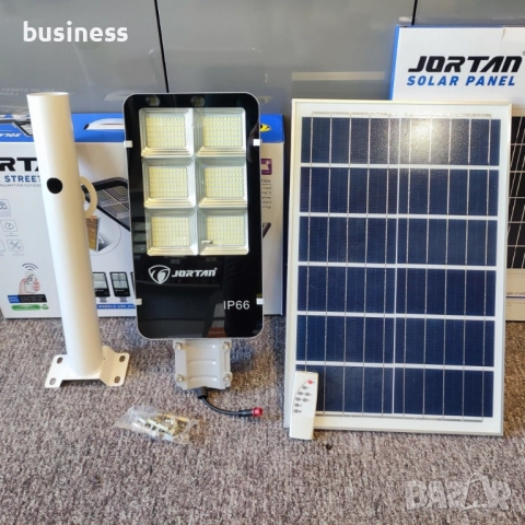Соларна лампа JORTAN 400W, Соларен панел, Стойка, Дистанционно управление, 6000 лумена, снимка 4 - Соларни лампи - 51555156