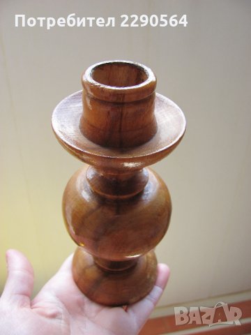 Дървен свещник малък, снимка 1 - Други ценни предмети - 35356893
