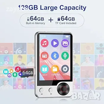 128GB MP3 плейър с подсилен Bluetooth 5.3, музикален плейър с HD високоговорител, снимка 5 - Bluetooth тонколони - 49434627