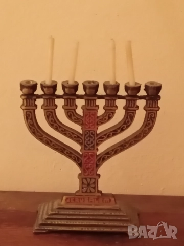 Свещник за ханука Свещник менора, снимка 6 - Антикварни и старинни предмети - 52919516