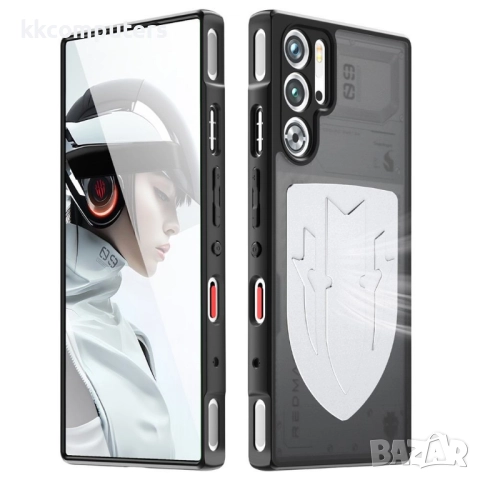 ZTE nubia Red Magic 9 Pro 5G Shield калъф с охлаждане – Liquid Silicone + PC, черен / сребрист, снимка 2 - Калъфи, кейсове - 52066117