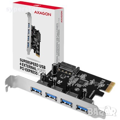 PCI-Express карта с четири външни USB 3.2 Gen1 порта Axagon PCEU-430VL до 5 Gbit/s, снимка 2 - Кабели и адаптери - 36932662