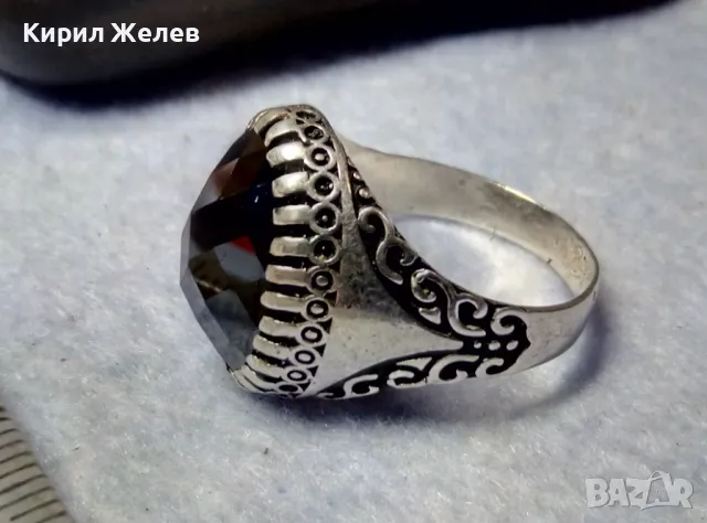 РАЗКОШЕН СКЪПОЦЕНЕН СРЕБЪРЕН ПРЪСТЕН СРЕБРО 925 с ОГРОМЕН БЛЕСТЯЩ ЮВЕЛИРНО ФАСЕТИРАН МАРКАЗИТ 27206, снимка 12 - Пръстени - 49913306