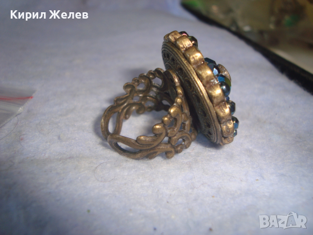 РЕТРО - ВИНТИДЖ БРОНЗОВ СКЪПОЦЕНЕН АРТ ДЕКО РЕГУЛИРУЕМ ФИЛИГРАНЕН СТИЛ ПРЪСТЕН с КРИСТАЛИ 72631, снимка 5 - Пръстени - 36380618