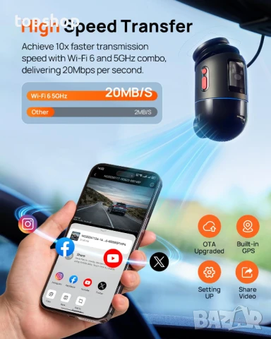 Нова 4K Omni X800, 70mai Двойна видеорегистраторна камера отпред и отзад 4K със Sony IMX678..., снимка 6 - Аксесоари и консумативи - 51045544