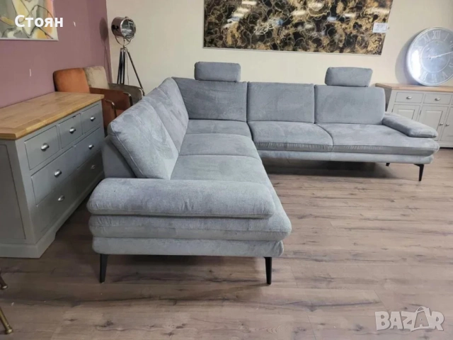 ПРОМОЦИЯ!!! Сив ъглов диван от плат Dieter Knoll Arzona, снимка 4 - Дивани и мека мебел - 52836977