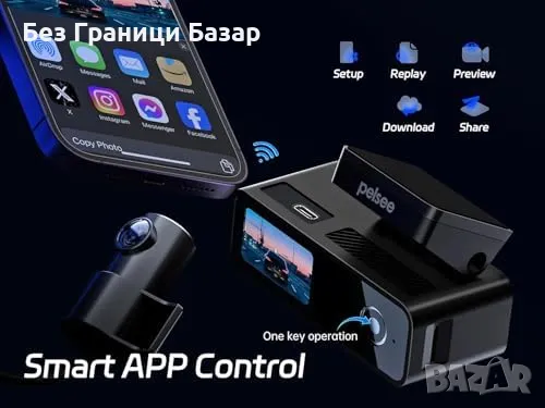Нова Двойна автомобилна камера 4K + задно виждане – WiFi, нощен режим, снимка 3 - Друга електроника - 49683367
