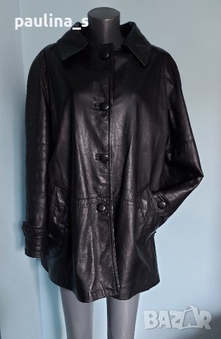 Палто с хастар от естествена кожа "Vera Pelle" / голям размер , снимка 2 - Палта, манта - 43621932