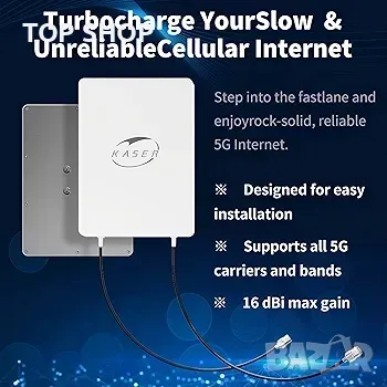 KASER 5G LTE антена Външна насочена антена Mimo 3300-3800 MHz N78 До 15dBi Gain, снимка 2 - Друга електроника - 48704436