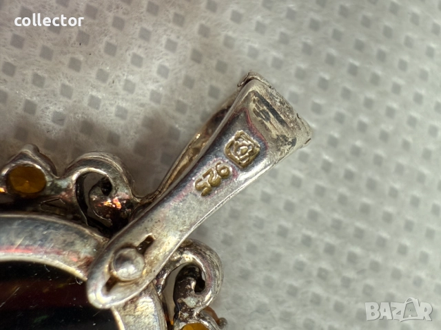 Сребърна висулка с кралски седеф и циркони. №7699, снимка 8 - Колиета, медальони, синджири - 52687724