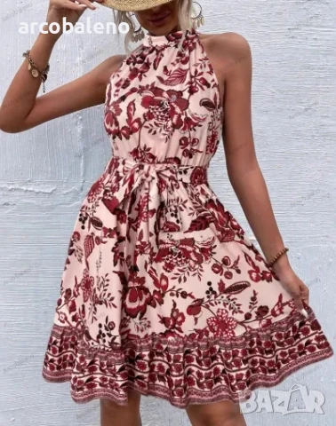 Дамска модна лятна рокля с флорални мотиви, 4цвята , снимка 11 - Рокли - 50677805