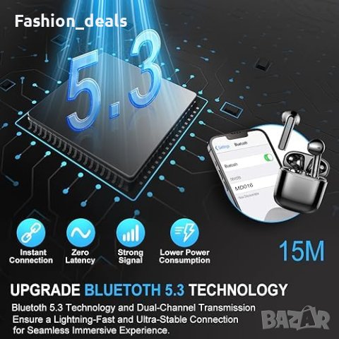 Нови Безжични Bluetooth 5.3 слушалки Водоустойчиви USB-C , снимка 5 - Bluetooth слушалки - 42945396