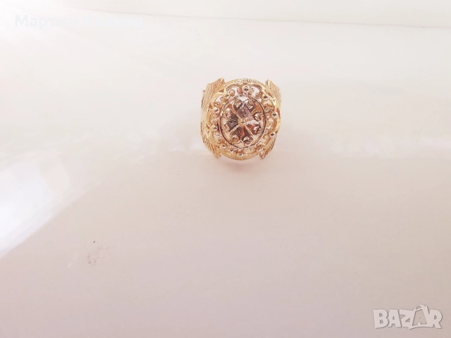 Златен пръстен детелина , снимка 7 - Пръстени - 52429323