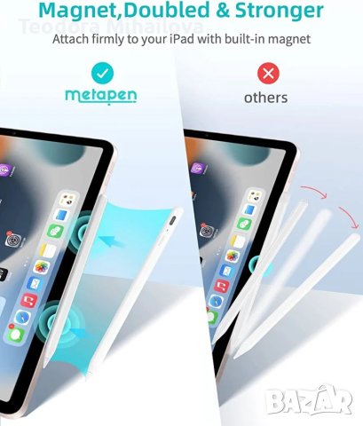 Писалка за таблет Metapen pencil A8 съвместим с Apple iPad 18-22, снимка 4 - Друга електроника - 40341024