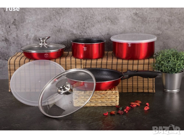 НОВИ! Комплект съдове Berlinger Haus BH6145, 9 части, индукция, удобна дръжка, снимка 4 - Съдове за готвене - 52817751