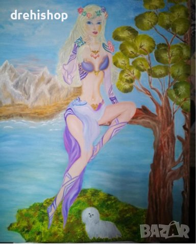 картина жена рисувана с маслени бои, снимка 1 - Картини - 39486688