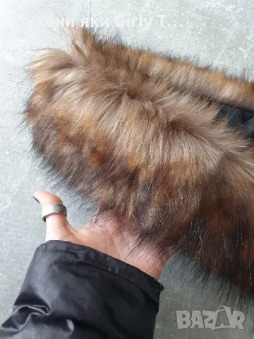 Тъмно Кафява яка Еко косъм. 75 см.и 1 м. Пух за качулка Дълъг Изкуствен.Якичка/пухче 