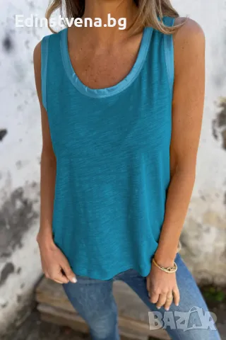 Дамски син потник със свободна кройка и сатенен кант, снимка 3 - Потници - 50093763