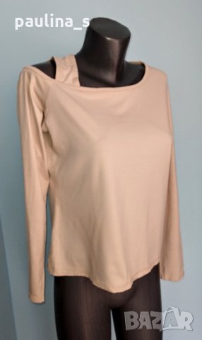 Блуза с дълъг ръкав и открито рамо "Chasse Croise" / голям размер , снимка 1 - Тениски - 28414796