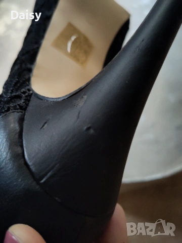 Черни обувки на висок ток, дантела + изкуствена кожа, 41 номер, снимка 9 - Дамски обувки на ток - 53029558