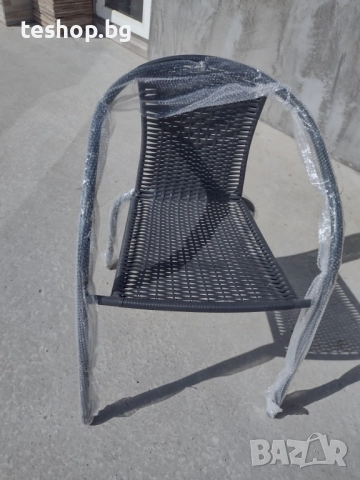 Градински стол ратан/метален 56х54х74 см, снимка 6 - Градински мебели, декорация  - 51612441