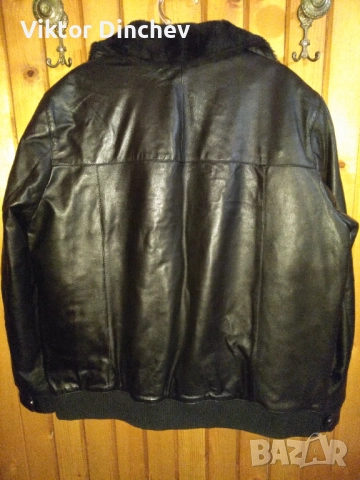 Мъжко зимно черно кожено яке, снимка 6 - Якета - 52503035