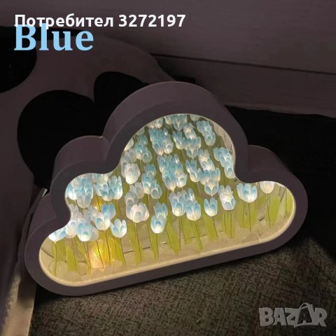 Ръчно изработена LED нощна лампа с изкуствени цветя - ЛАЛЕТА ,Направи си сам., снимка 11 - Настолни лампи - 43683300