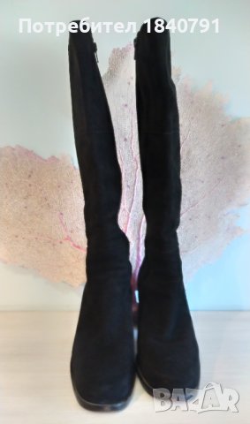 BALLY Folaga ботуши – черни, велур, до коляното №40, снимка 2 - Дамски ботуши - 38148973