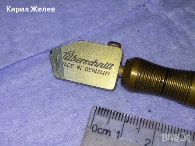 Lilberschnitt MADE in GERMANY Стар ВИНТИДЖ ЕЛМАЗ За СТЪКЛО с БРОНЗОВА ДРЪЖКА - ЛИПСВА КАМЪЧЕТО 41321, снимка 2 - Антикварни и старинни предмети - 43650931