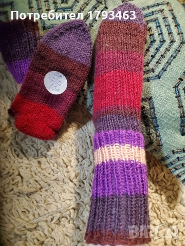 Ръчно плетени дамски чорапи, размер 38, снимка 5 - Дамски чорапи - 51487267