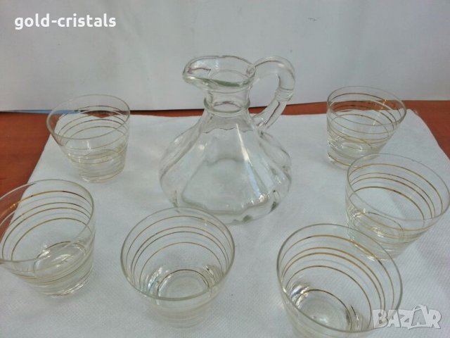 ретро стъклени чаши чашки и каничка , снимка 8 - Антикварни и старинни предмети - 26675138