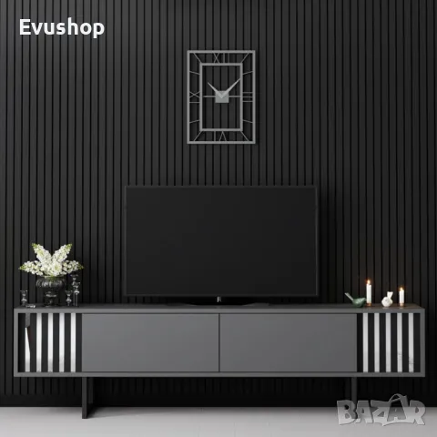 Blackline ТВ Шкаф с Метални Крака - Антрацит, снимка 2 - Шкафове - 50424349