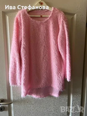 Мек нов гушкав бонбонено розов рошав ежедневно елегантен пуловер блуза , снимка 2 - Блузи с дълъг ръкав и пуловери - 47774212