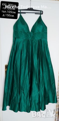 Абитуриентски рокли от сатен с дължина до пода с V-образно деколте и джобове. XXXL-200лв., снимка 3 - Рокли - 36684437