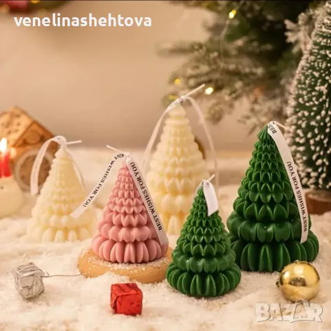 3D Коледна елха Силиконов молд форма за свещи гипс сапун смола КОД 4364, снимка 2 - Форми - 49458444
