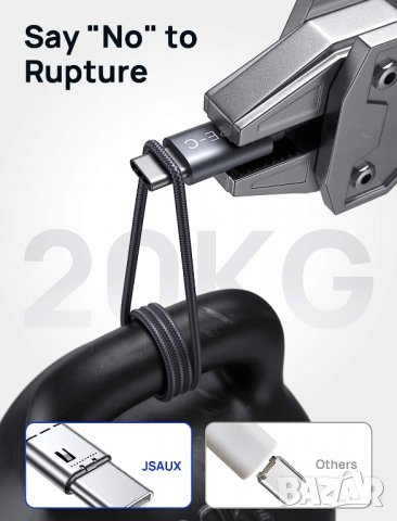 JSAUX USB A 3.0 към USB-C кабел за бързо зареждане, найлонова оплетка, 100 см, снимка 4 - USB кабели - 40126410