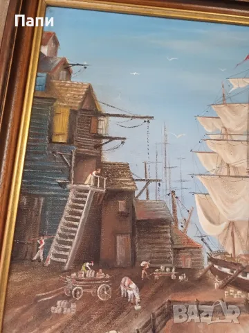 Стара маслена картина в/у платно. , снимка 6 - Картини - 48150356