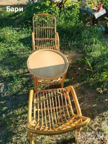 Комплект от два стола и маса от ратан, снимка 4 - Столове - 40134449