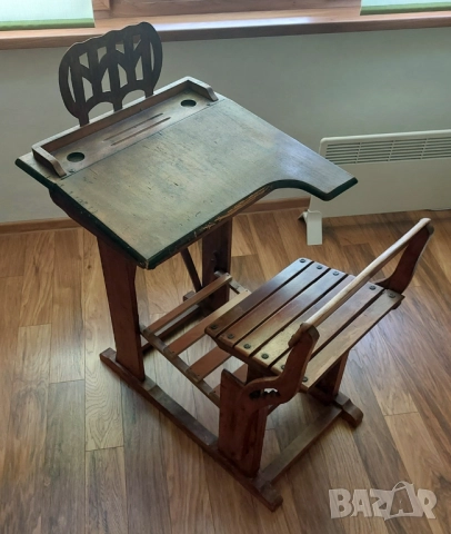 Старинен дървен ученически чин, снимка 2 - Бюра - 51864020