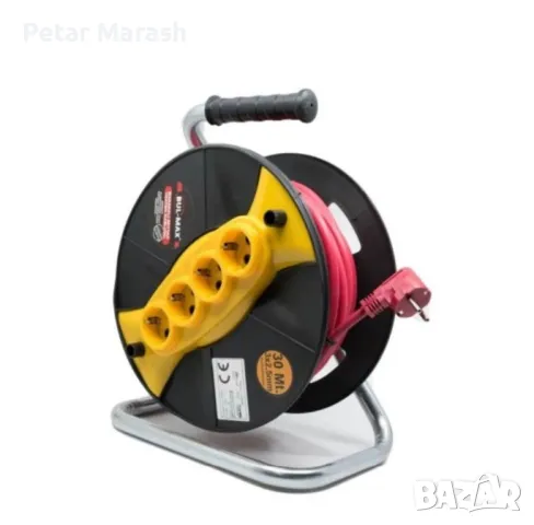 Удължител с макара Bul-Max 30m, 4 гнезда, 3×2,5 mm, транспортна дръжка, снимка 2 - Други инструменти - 50367194