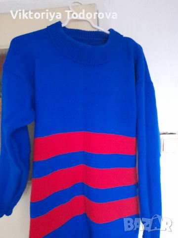 Пуловер-туника чист кашмир-ръчно плетиво +подарък шапка