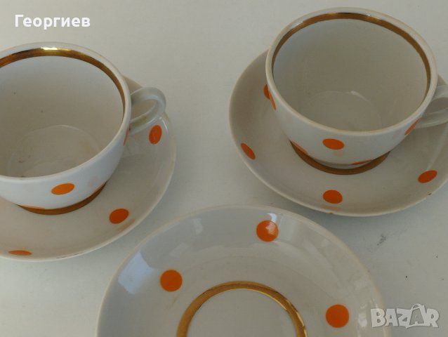 2 бр.чаши за чай 4 бр.чинии с кант позлата -СССР , снимка 3 - Сервизи - 43906374