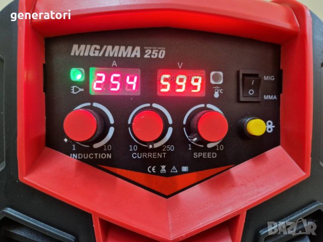 ПРОМОЦИЯ! Електрожен + Телоподаващо MIG-MMA -250 Ампера МАX PROFESSIONAL- Телоподаващ Апарат, снимка 2 - Други инструменти - 27438635