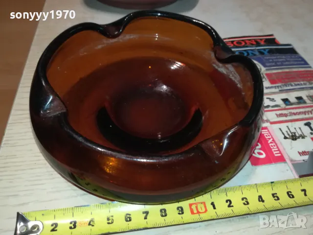 ПЕПЕЛНИК-КАФЯВО СТЪКЛО 1405251634, снимка 10 - Антикварни и старинни предмети - 50288175